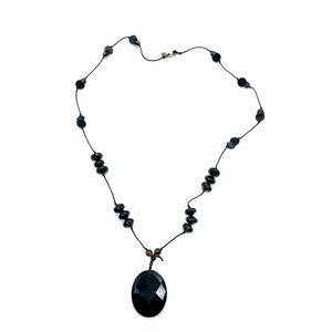 Sway Long Necklace w/ Black Semi Precious Stones